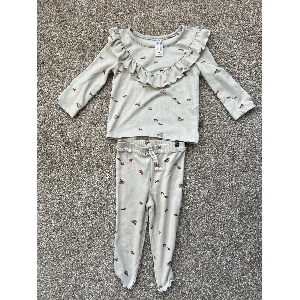 Modern Moments by Gerber Baby Horse Print Lounge‎ Set 18M Neutral Western